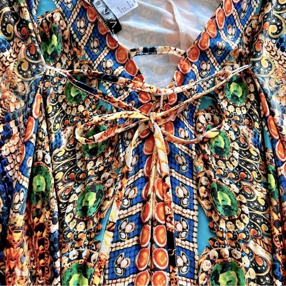 VENUS • Colorful Hi-Low Backless Multicolor Neck Tie V-Neck Dress - Picture 6 of 12